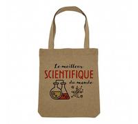 Sac Shopping Tote Bag Aspect Lin - Le Meilleur Scientifique du Monde Science Physique Mathématique Biologie Einstein - Sac de Courses Toile Epaisse 360g Beige Naturel Cabas Porté Epaule Solide