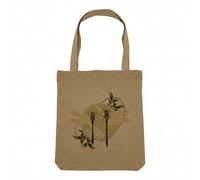 Sac Shopping Tote Bag Aspect Lin - Libellules Amoureuses Minimaliste Biologie Illustration Ancienne - Sac de Courses Toile Epaisse 360g Beige Naturel Cabas Porté Epaule Solide Imprimé en France