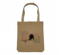 Sac Shopping Tote Bag Aspect Lin - Lo-fi Girl Japon Digital Illustration Abstrait Design Japon Anime - Sac de Courses Toile Epaisse 360g Beige Naturel Cabas Porté Epaule Solide Imprimé en France
