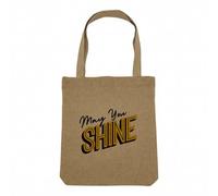 Sac Shopping Tote Bag Aspect Lin - May You Shine Typographie Message Self Love Amour Bien Etre Positive Vibes - Sac de Courses Toile Epaisse 360g Beige Naturel Cabas Porté Epaule Solide Imprimé en