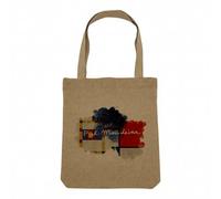 Sac Shopping Tote Bag Aspect Lin - Mondrian Signature Peinture Peintre Artiste Cubism Abstract De Stijl - Sac de Courses Toile Epaisse 360g Beige Naturel Cabas Porté Epaule Solide Imprimé en France