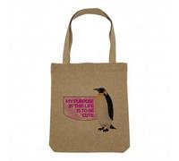 Sac Shopping Tote Bag Aspect Lin - My Purpose Pingouin Cute Collage Vintage Illustration Art Animal Parodie Humour - Sac de Courses Toile Epaisse 360g Beige Naturel Cabas Porté Epaule Solide Imprimé
