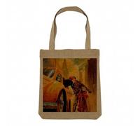 Sac Shopping Tote Bag Aspect Lin - New York Manhattan Affiche Poster Vintage Voyage Art Deco 30's - Sac de Courses Toile Epaisse 360g Beige Naturel Cabas Porté Epaule Solide Imprimé en France