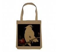 Sac Shopping Tote Bag Aspect Lin - Perroquet Grenade Estampe Japonais Motif Tropical Painting Art Traditionel - Sac de Courses Toile Epaisse 360g Beige Naturel Cabas Porté Epaule Solide Imprimé en