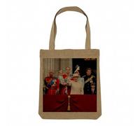 Sac Shopping Tote Bag Aspect Lin - Reine Elisabeth II Famille Royal 2019 Reine d'Angleterre Philip Charles - Sac de Courses Toile Epaisse 360g Beige Naturel Cabas Porté Epaule Solide Imprimé en France