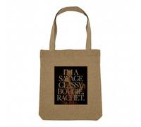 Sac Shopping Tote Bag Aspect Lin - Savage Classy Bougie Rachet Collage Vintage Illustration Art Humour Parodie Meme - Sac de Courses Toile Epaisse 360g Beige Naturel Cabas Porté Epaule Solide Imprimé