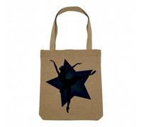 Sac Shopping Tote Bag Aspect Lin - Silhouette Noire de Danseuse Étoile Faisant une Arabesque sur Étoile Bleue - Sac de Courses Toile Epaisse 360g Beige Naturel Cabas Porté Epaule Solide Imprimé en