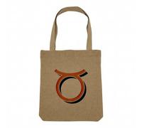 Sac Shopping Tote Bag Aspect Lin - Taureau Signe astrologie Zodiaque Astres Métaphore Symbole Figure Allegorie - Sac de Courses Toile Epaisse 360g Beige Naturel Cabas Porté Epaule Solide Imprimé en