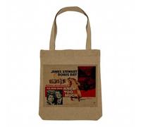 Sac Shopping Tote Bag Aspect Lin - the Man Who Knew Too Much Vieille Affiche de Film Rétro Poster Cinéma Vintage - Sac de Courses Toile Epaisse 360g Beige Naturel Cabas Porté Epaule Solide Imprimé en