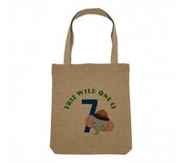 Sac Shopping Tote Bag Aspect Lin - This Wild One is 7 Celebration Birthday Party Gift Safari Animals - Sac de Courses Toile Epaisse 360g Beige Naturel Cabas Porté Epaule Solide Imprimé en France