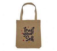 Sac Shopping Tote Bag Aspect Lin - Trust Your Self Typographie Message Citation Confiance Motivation Amour - Sac de Courses Toile Epaisse 360g Beige Naturel Cabas Porté Epaule Solide Imprimé en France