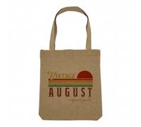 Sac Shopping Tote Bag Aspect Lin - Vintage Original Parts August Anniversaire Celebration Cadeau Anglais Retro Vintage Mois - Sac de Courses Toile Epaisse 360g Beige Naturel Cabas Porté Epaule Solide