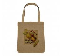 Sac Shopping Tote Bag Aspect Lin - We Make a Nice Pear Botanique Collage Nature Fleurs Vintage Illustration Jeu de Mot Poires - Sac de Courses Toile Epaisse 360g Beige Naturel Cabas Porté Epaule