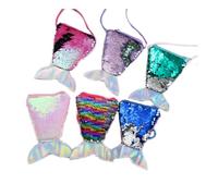 Sac Sirene Anniversaire,6 PCS Porte Monnaie à Paillettes Mini Mini Queue de Sirène Sequins pour Filles Sacs Cadeaux Sacs de Fête Remplisseurs