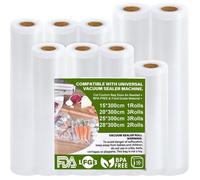 Sac Sous Vide Alimentaire, 9 Rouleau Sous Vide Alimentaire 15/20/25/28 X 300 Cm, 150µm Sans Bpa Antidéchirure, Film Sous
