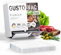 GustoVac Pack de 100 Sacs Sous Vide Alimentaire Gaufrés Fabriqué en Europe 20x30cm, Sac Sous Vide Alimentaire Film Sous Vide Alimentaire Sachet Sous Vide Alimentaire pour Machine Sous Vide Alimentaire