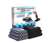 Sac sous Vide pour Vêtement & Voyage par MMOBIEL - Housses de Rangement Sous Vide Robustes - Sacs de Compression Réutilisables de Déménagement etc. - 6 Pièces (S/M/L) - Incl. Pompe Main - Noir/Gris