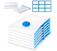 Sac Sous Vide Vetement Aspirateur 6 Pièces XL, 100x80cm Housses Compactor de Rangement Sous Vide pour Couettes, Literie, Oreillers et avec Autocollant