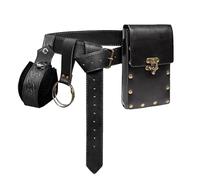 Sac Steampunk - Pack de taille rétro, sac gothique | Sac de jambe en cuir de style Renaissance, pack de chaîne de moto vintage pour les fêtes costumées Ren Faire Steampunk Événements, Noir