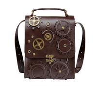 Sac Steampunk | Sac à bandoulière steampunk réglable | Sac à bandoulière de grande capacité avec 2 compartiments pour portefeuille, portefeuille et clés