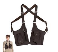 Sac Tactique Antivol À Double Bandoulière Et À Poche, Sac Bandoulière Ajustable En Cuir Premium Pour Homme, Holster D'épaule À Double Poche, Pour Voyage Sport Randonnée Moto École Travail