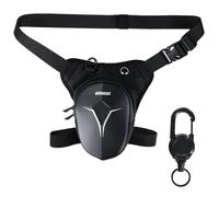 Sac Tactique Ceinture, Sacoche de Jambe Moto Capacité Extensible, Sac Banane avec Prise Casque et Poches zippées, pour Cyclisme, Course, Randonnée(avec 1* Mousquetons)