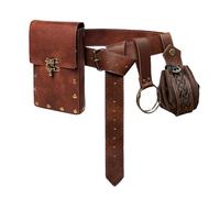 Sac Taille Steampunk - Pack Hanche Gothique Vintage, Ceinture Utilitaire en Cuir Clouté, Harnais en Laiton Antique, Pochette À Cordon | Équipement Médiéval pour Les Foires De La Renaissance, Le