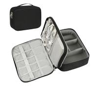 Sac technique, sac de rangement de voyage électronique, portable, étanche, grande capacité, organiseur de câbles réglable pour câble de charge, clé USB, noir