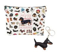 Sac teckel grande capacité réutilisable décoration teckel convient pour petite amie amoureux des animaux Donnez un porte-clés teckel portable trousse de toilette