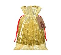 Sac tendance avec cordon de serrage et étiquette en papier kraft pour Noël et Halloween Doré