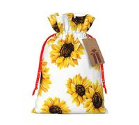 Sac tendance avec cordon de serrage et étiquette en papier kraft pour Noël et Halloween Motif tournesol