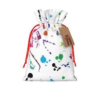 Sac tendance avec cordon de serrage et étiquette en papier kraft pour Noël, Halloween