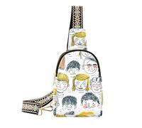 Sac tendance drôle dessiné à la main visages de jeunes gens pour filles sac de corps tendance pour homme pour voyage