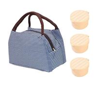 Sac Thermique Rayé 1 Pièce, Récipients À Sauce 3 Pièces, Conception À Rayures Simples, Grande Capacité, Léger Et Facile À Transporter, Adapté Pour Garder Le Déjeuner Et Les Boissons Au Chaud