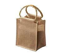 Sac Toile de Jute, Sac Cabas, Sac en Jute, Sac Personnalisable, Sac de Course en Jute, Poignée en Bambou Sac de Plage, Sac à Provisions en Jute, Sac Cabas Toile, pour Shopping, Emballage Cadeau, Noël