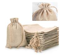 Sac Toile de Jute, WJWINER 20 Pièces Petite Pochette Tissu, Pochon Tissu, Petit Sac Cadeau avec Cordon de Serrage, Sacs en Jute, pour Bijoux, Maquillage, Artisanat, Fête, Mariage, Noël