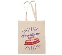 Sac Tote Bag Agent immobilier Femme Meilleure du Monde Idée Cadeau Cabas Retraite Collègue Travail