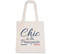 Sac tote bag en toile coton 100% bio - LA FRENCH TOUCH - Chic à la française - Blanc - Capacité 10L