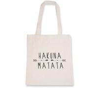 Sac tote bag en toile coton bio - LA FRENCH TOUCH - Hakuna Matata - Blanc - Capacité 10L