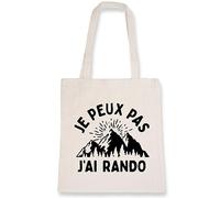 Sac tote bag Je peux pas j'ai rando - Imprimé en France - Sac en toile coton 100% bio - Cadeau je peux pas j'ai montagne original rigolo