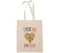 Sac Tote Bag J'peux pas Pizza beige