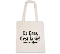 Sac tote bag Kaamelott « Le gras c’est la vie » - LA FRENCH TOUCH - Blanc - Coton - Epaule - Mixte
