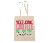 Sac Tote-bag Ma Biboune Meilleure Chérie au Monde | Pochette Saint Valentin Mariage Fiançailles Anniversaire Cadeau Maquillage
