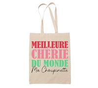 Sac Tote-bag Ma Choupinette Meilleure Chérie au Monde | Pochette Saint Valentin Mariage Fiançailles Anniversaire Cadeau Maquillage