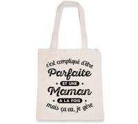 Sac tote bag 'Maman parfaite 3' - LA FRENCH TOUCH - Sac en toile coton 100% bio - Confectionné en France