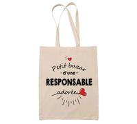 Sac Tote Bag - Petit Bazar - Coton Recyclé - 38x42 cm - 10 Litres - Idée Cadeau Femme