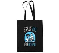 Sac Tote Bag Télétravail Je peux pas Noir Idée Cadeau Cabas Anniversaire Noël