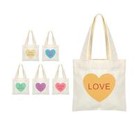 Sac Tote En Toile Lot De 6 Mini Sacs À Main Cœur De Conversation Pour La