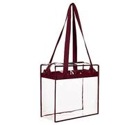 Sac transparent en PVC carré de grande capacité, sac de rangement de voyage, sac à main à bandoulière portable, petit sac à main, bordeaux, Taille unique