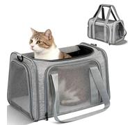 Sac Transport Chat, Caisse De Transport Chat, Coffre pour Le Transports d'animaux, 45 X 30 X 30 Cm, Jusqu'À 8 Kg, Sac Chat Transport avec Bandoulière Réglable pour Chiot, Chat Gris